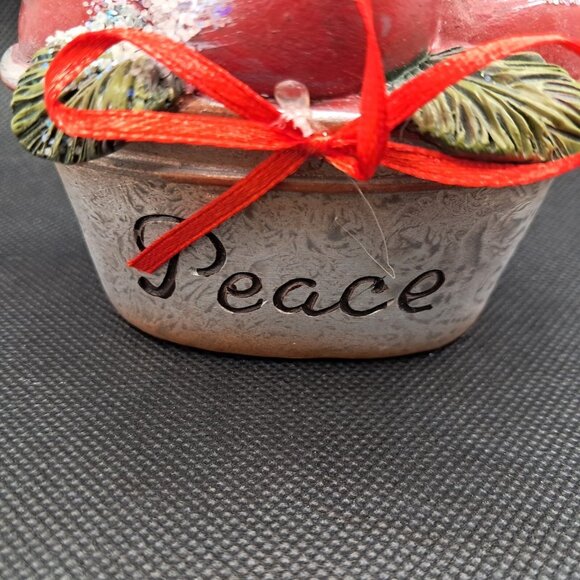 Christmas Peace Bird-5 " Tall - Table Decor-Painted Clay - Picture 6 of 9